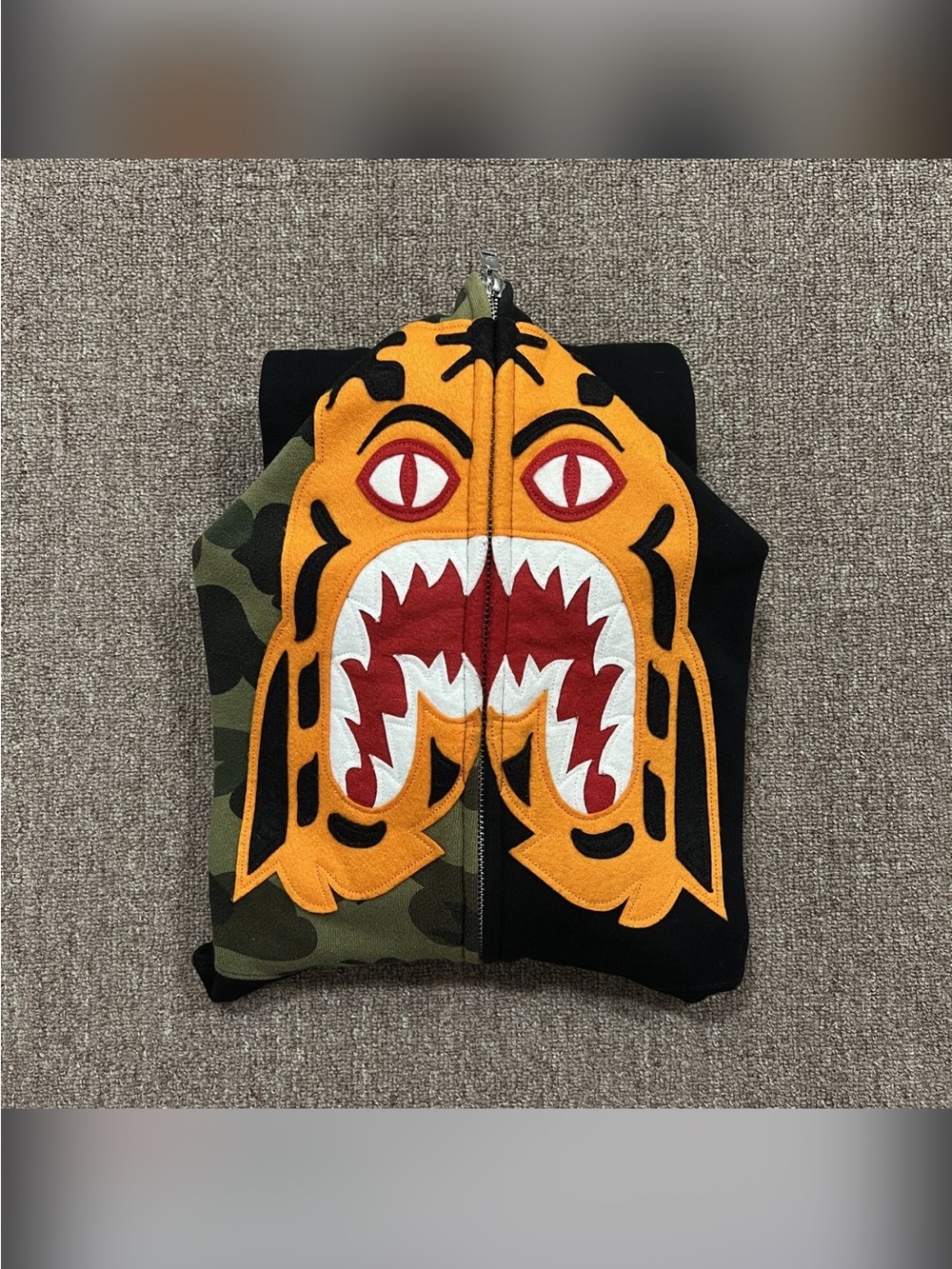 Bape Tiger Face Zip Hoodie - Orange, Red, White, Black, Olive Camo